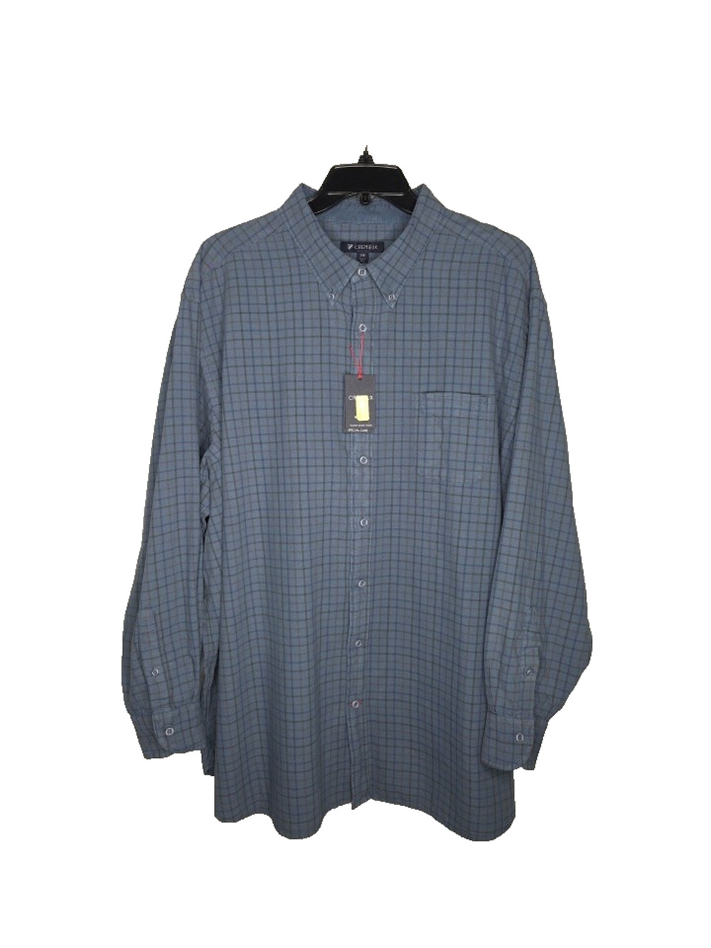 Cremieux 3XB Plaid Button Down Shirt Blue Big Man Long Sleeve Cotton Date Work